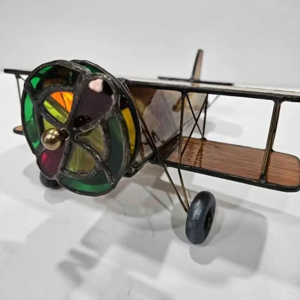 kaleidoscope Decorative Stained Glass Biplane Model
